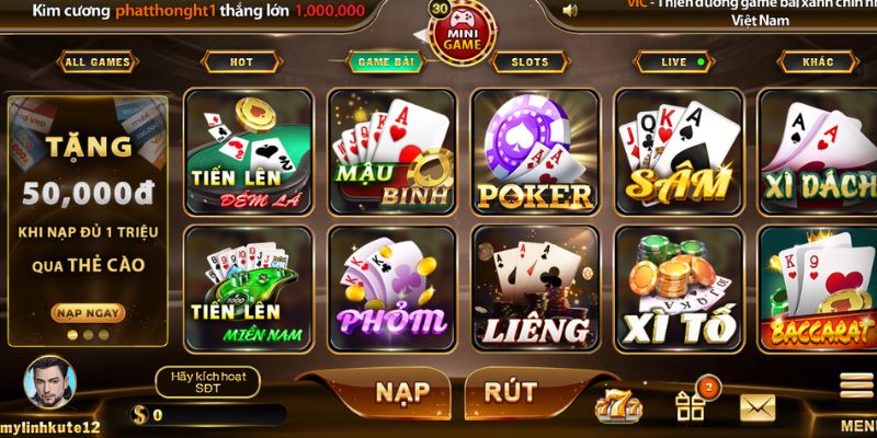 Tha hồ trải nghiệm game bài tại Vicclub